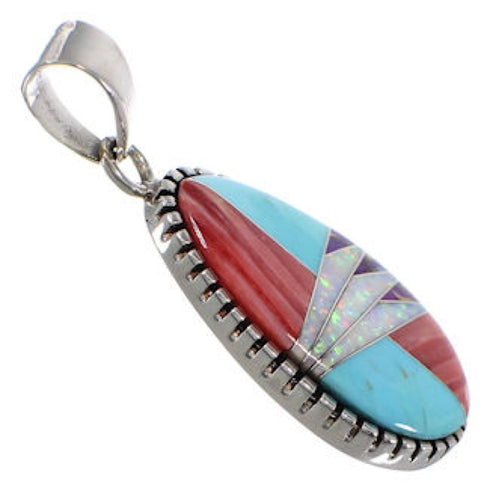 Sterling Silver Multicolor Turquoise Slide Pendant Jewelry RS40075